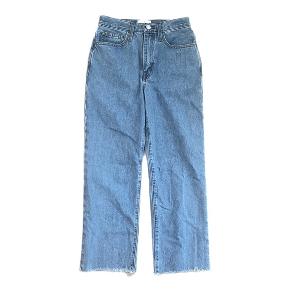 FRAME Le Jane High Waist Crop Straight Leg Jeans in Mid-Blue Wash - Picture 3 of 8